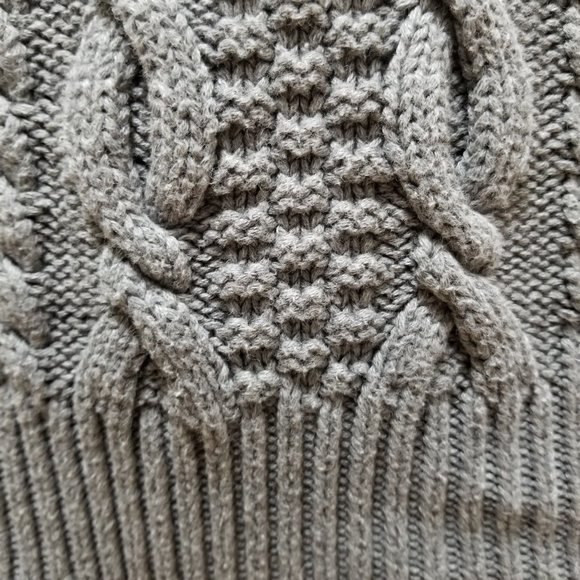 Moda International sweater Large chunky pullover v-neck cable knit cotton VS - Picture 7 of 10